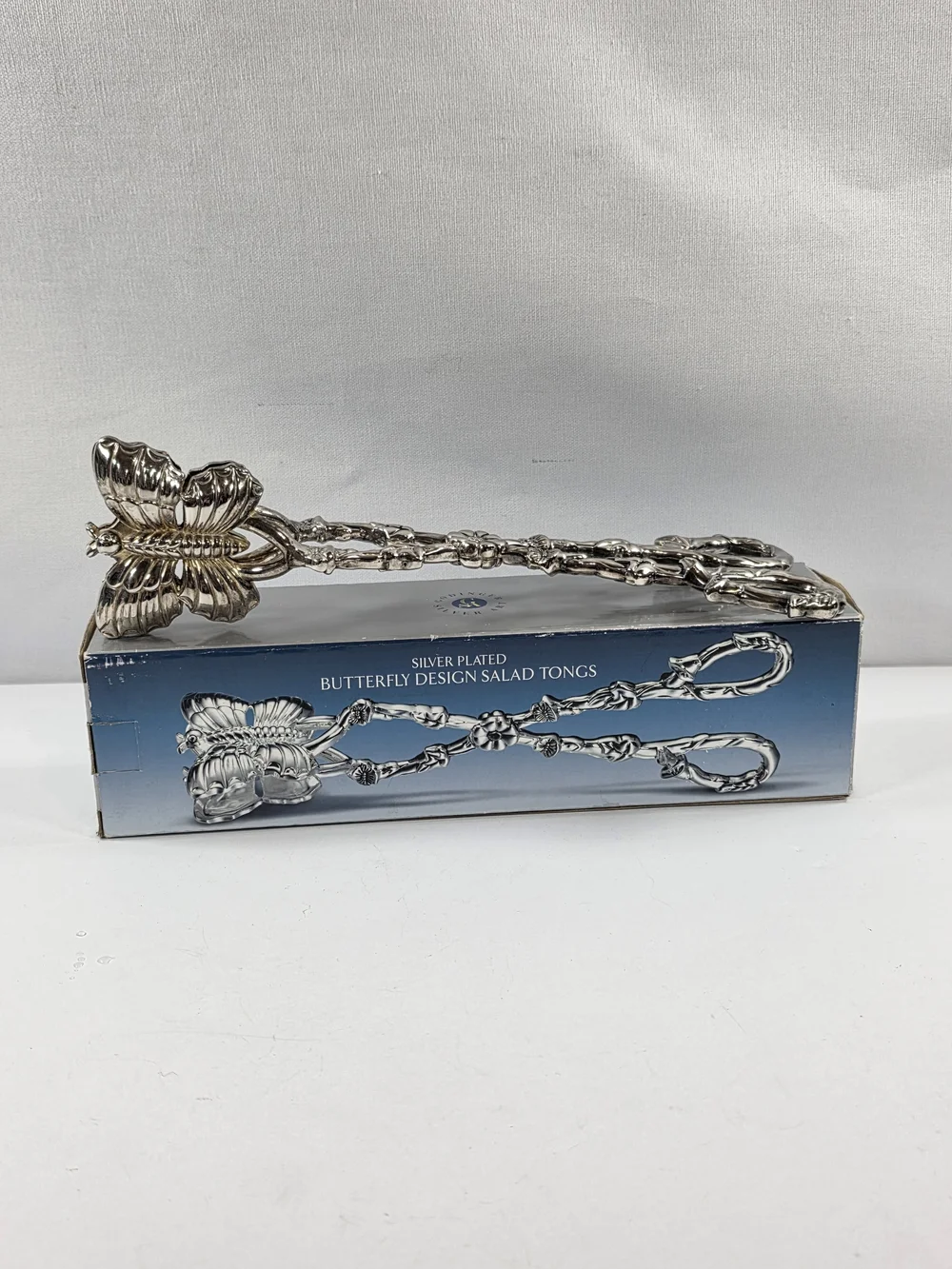 Vintage GODINGER Silver Plate Large Figural BUTTERFLY Serving Tongs